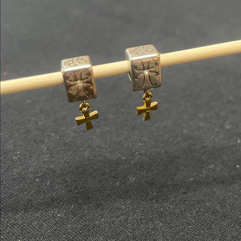 Brighton Gold and Silver Cross Cube Beads